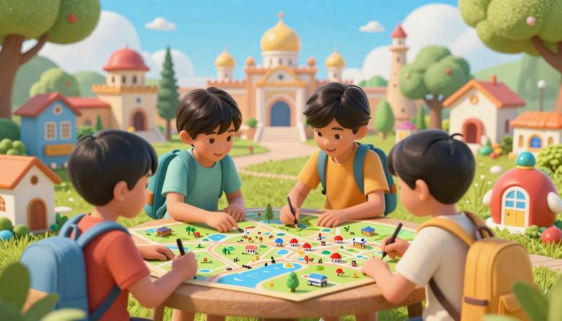 Anak-anak Indonesia mengeksplorasi peta digital dan landmark budaya dengan AI